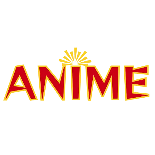 Red and yellow 'ANIME' text on a white background