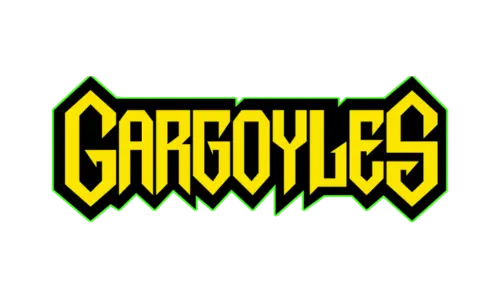 Yellow 'Gargoyles' logo on a white background