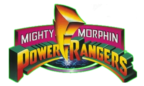 Mighty Morphin Power Rangers logo with vibrant colors on a white background