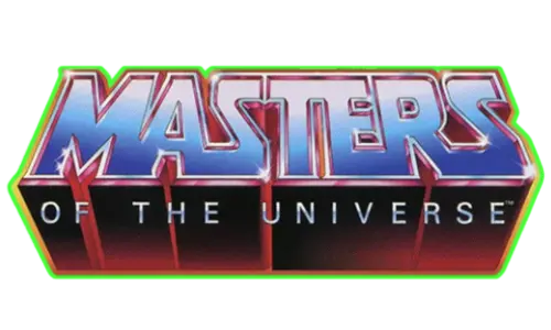 Masters of the Universe logo with a red and blue gradient on a white background