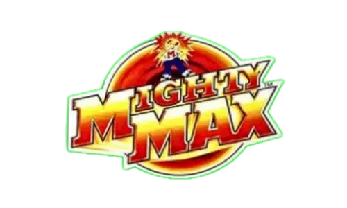 Logo of 'Mighty Max' with a character on a white background