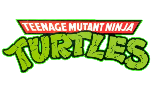Logo of Teenage Mutant Ninja Turtles with green and red text on a white background