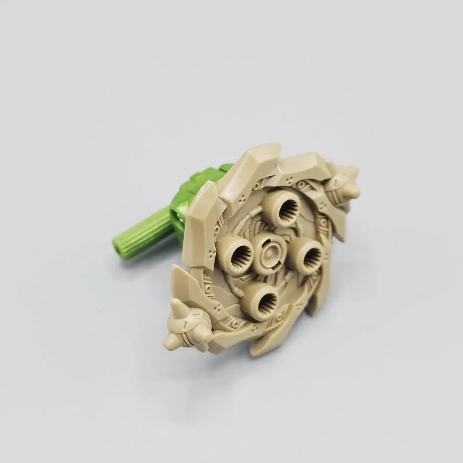 Action saw blade gun on grey background